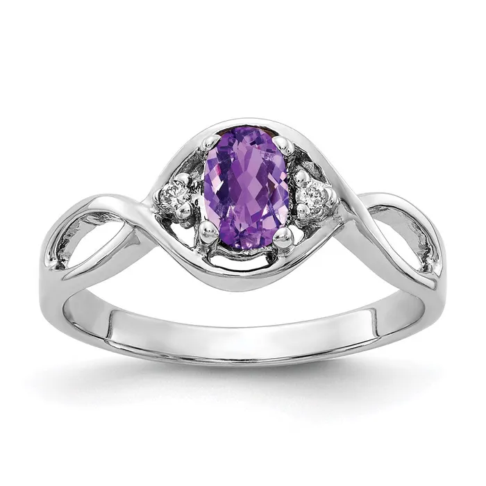 Goldia Rings 14k White Gold 6x4mm Oval Amethyst Checker A Real Diamond ring Goldia Rings 14k White Gold 6x4mm Oval Amethyst Checker A Real Diamond ring