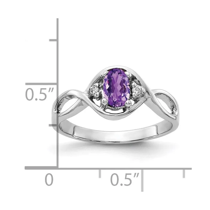 Goldia Rings 14k White Gold 6x4mm Oval Amethyst Checker A Real Diamond ring
