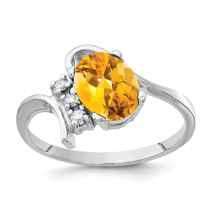 Goldia Rings 14k White Gold 8x6mm Oval Citrine A Real Diamond ring