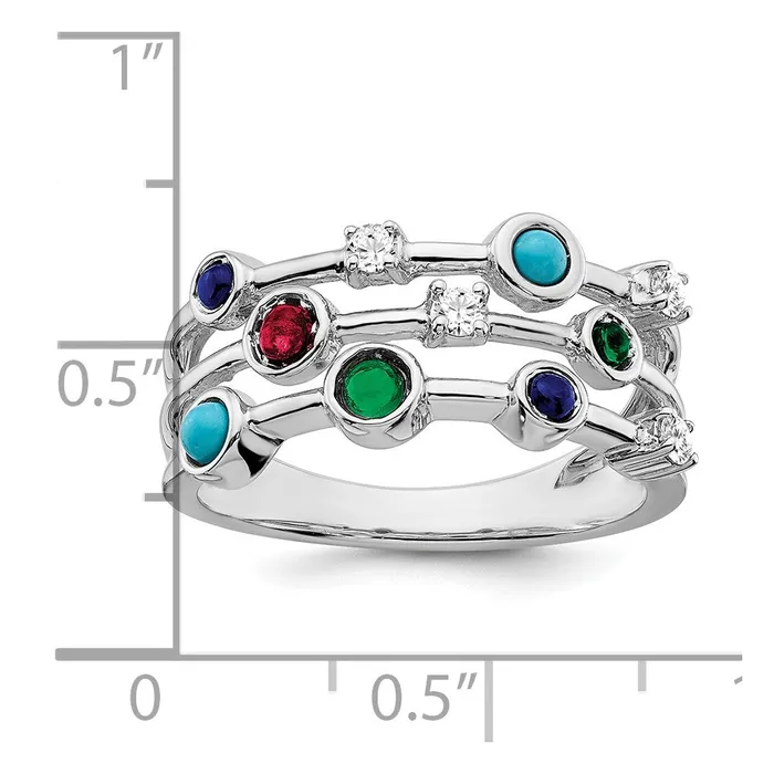 Goldia Rings 14k White Gold Gemstone and Turquoise Ring