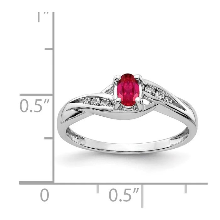 Goldia Rings 14k White Gold Oval Composite Ruby and Real Diamond Ring