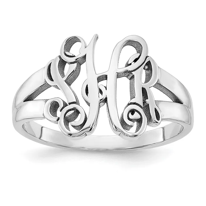 Goldia Rings 14K White Gold Polished Monogram Ring