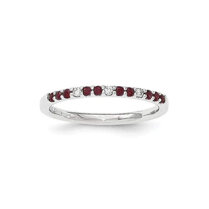 Goldia Rings 14K White Gold Real Diamond and Ruby Ring