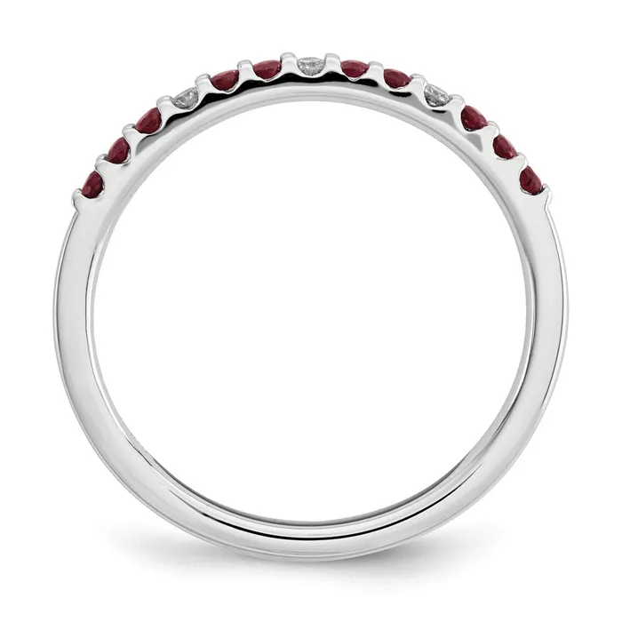 Goldia Rings 14K White Gold Real Diamond and Ruby Ring