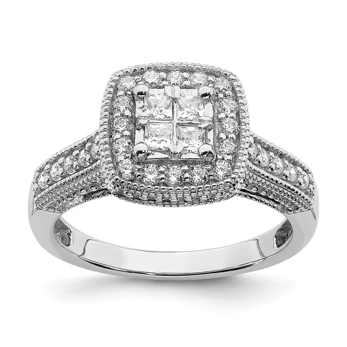 Goldia Rings 14k White Gold Real Diamond Diamond Engagement Ring