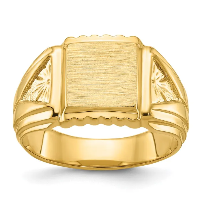 Goldia Rings 14k Yellow Gold 10x10mm Mens Square Signet Ring