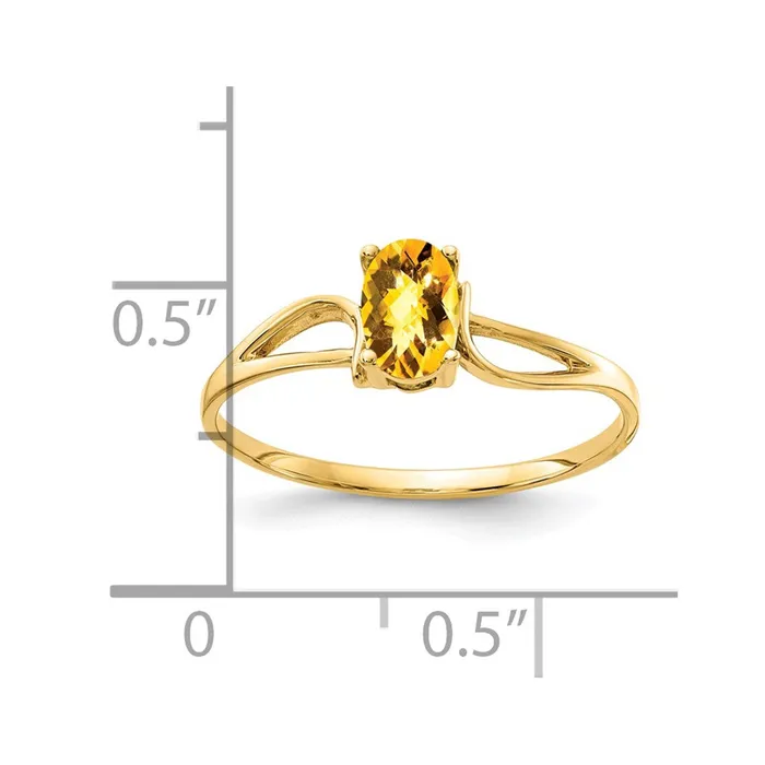 Goldia Rings 14K Yellow Gold 6x4mm Oval Citrine Checker ring