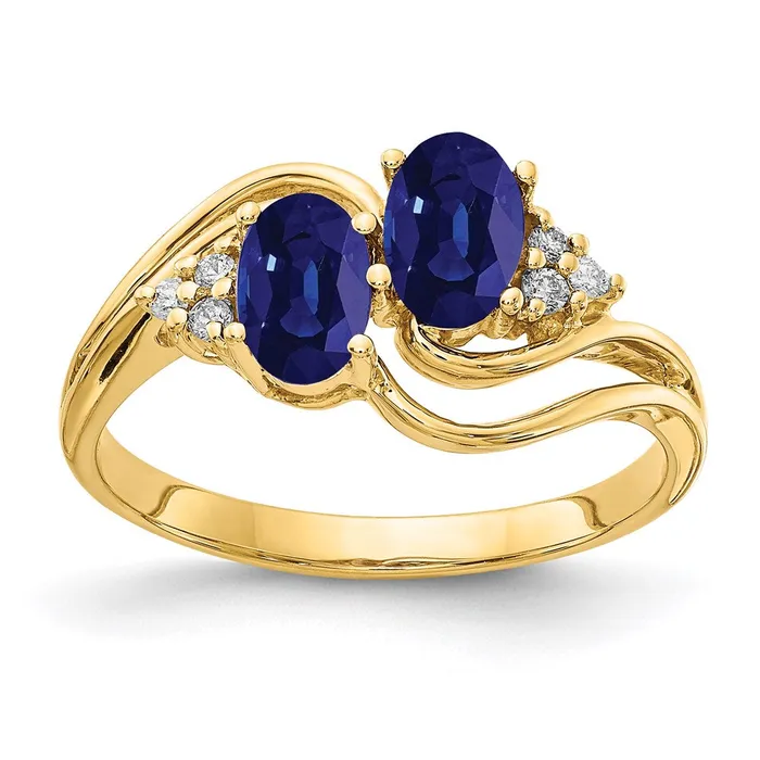 Goldia Rings 14K Yellow Gold 6x4mm Oval Sapphire A Real Diamond ring