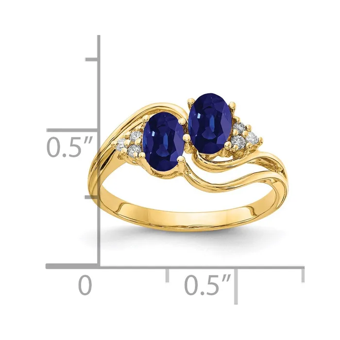 Goldia Rings 14K Yellow Gold 6x4mm Oval Sapphire A Real Diamond ring