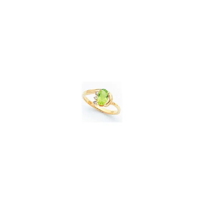 Goldia Rings 14k Yellow Gold 7x5mm Oval Peridot Checker A Diamond ring