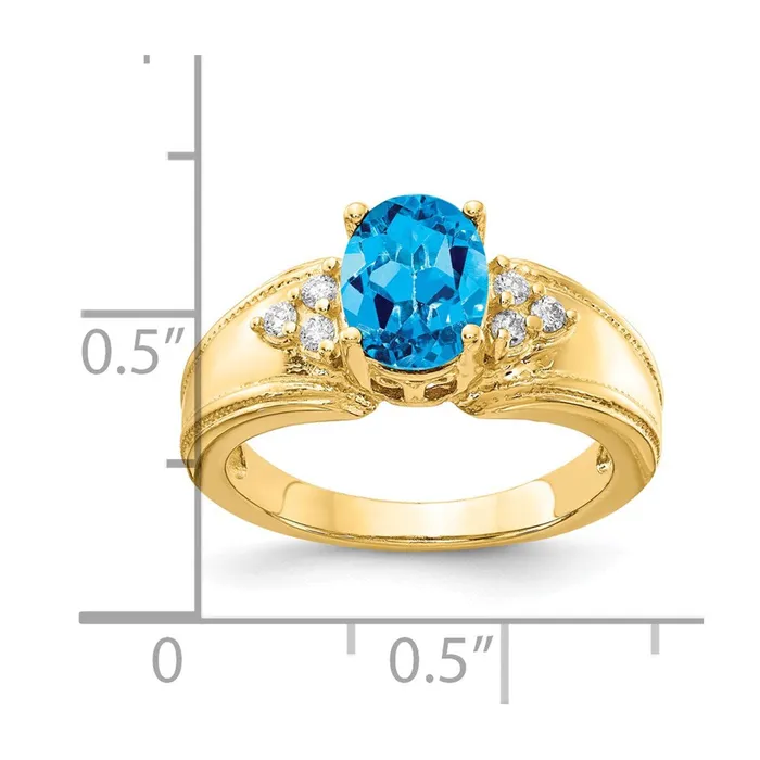 Goldia Rings 14K Yellow Gold 8x6mm Oval Blue Topaz A Real Diamond ring