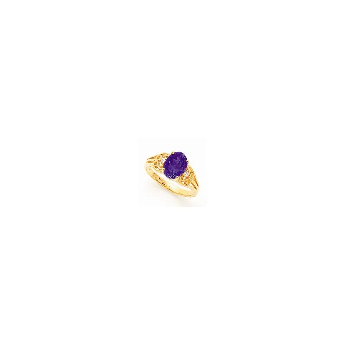 Goldia Rings 14k Yellow Gold 9x7mm Oval Tsavorite VS Diamond ring