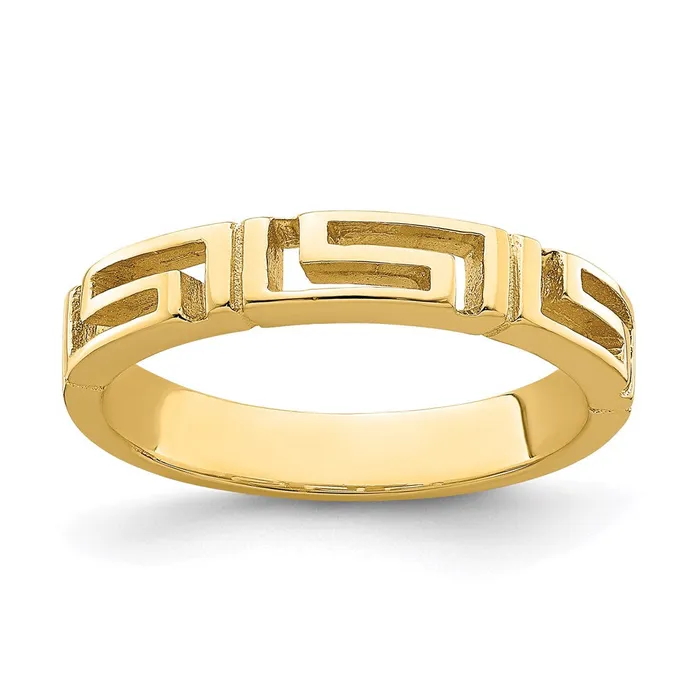 Goldia Rings 14K Yellow Gold CutOut Greek Key Band