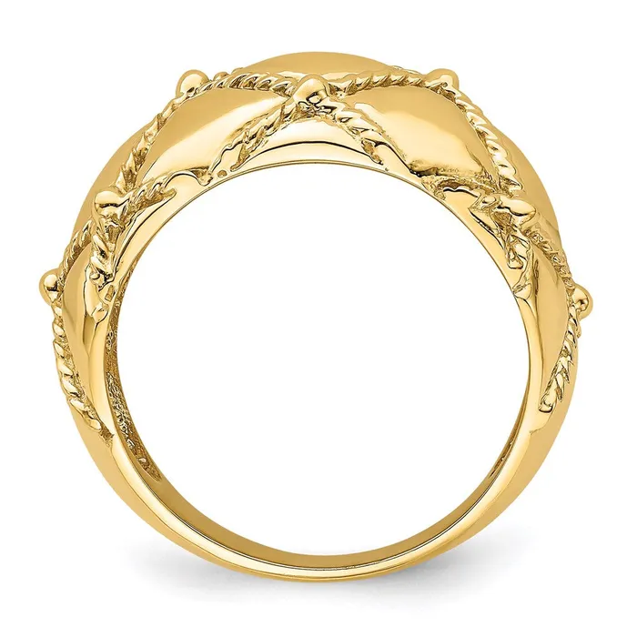 Goldia Rings 14K Yellow Gold Quilted Rope Solid Dame Ring