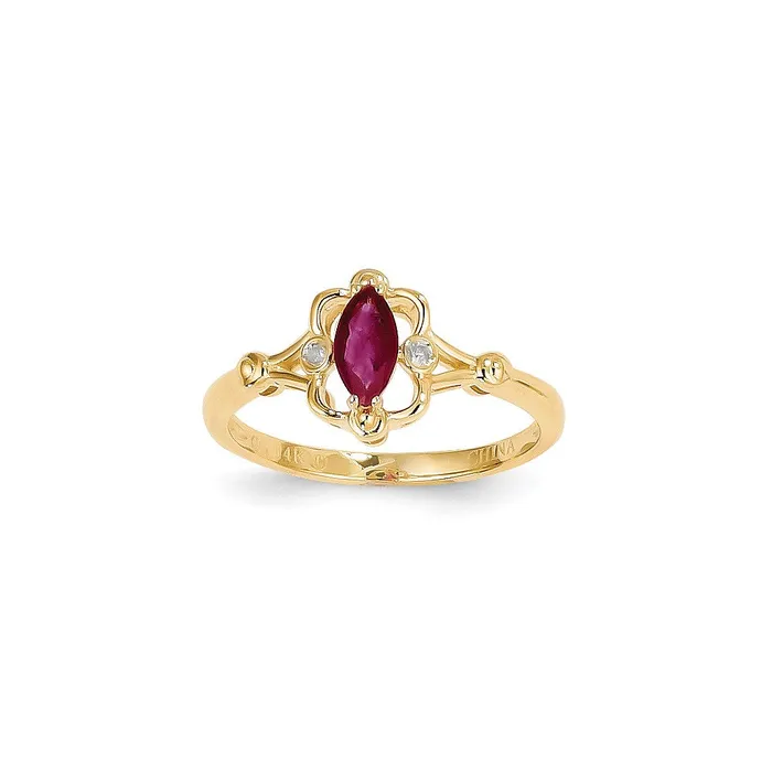 Goldia Rings 14k Yellow Gold Ruby Diamond Ring