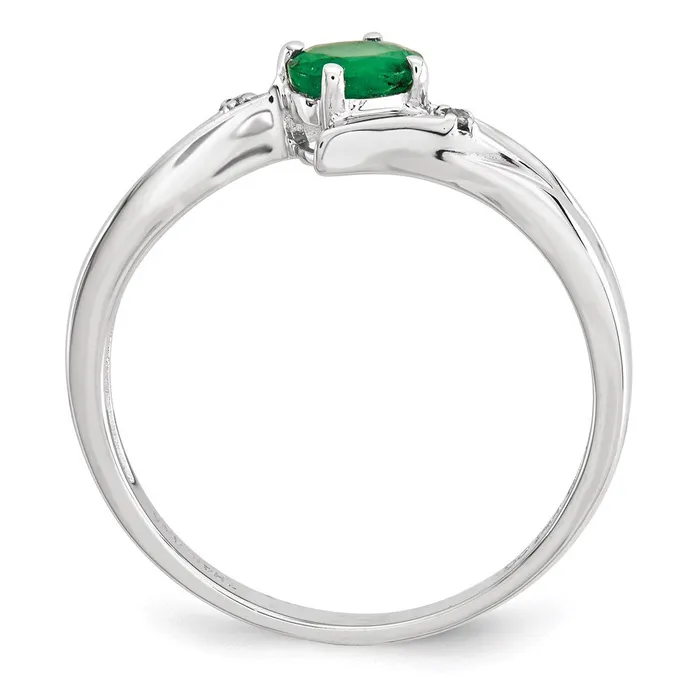 Goldia Rings 14K Yellow Gold White Polished Real Diamond Emerald Ring