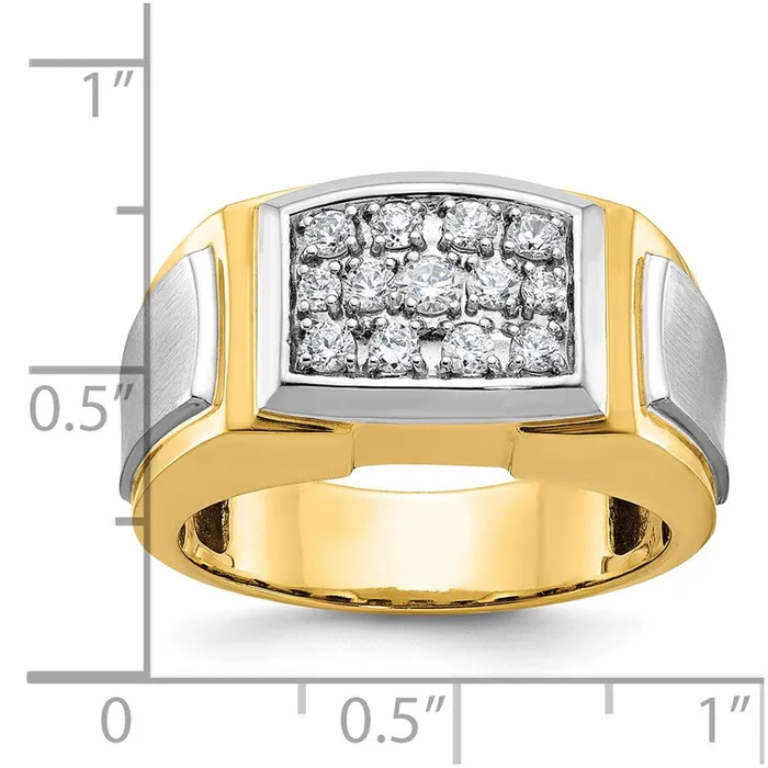 Goldia Rings 14k Yellow u0026 Rhodium Gold with White Rhodium Mens Satin 12 carat Diamond Complete Ring