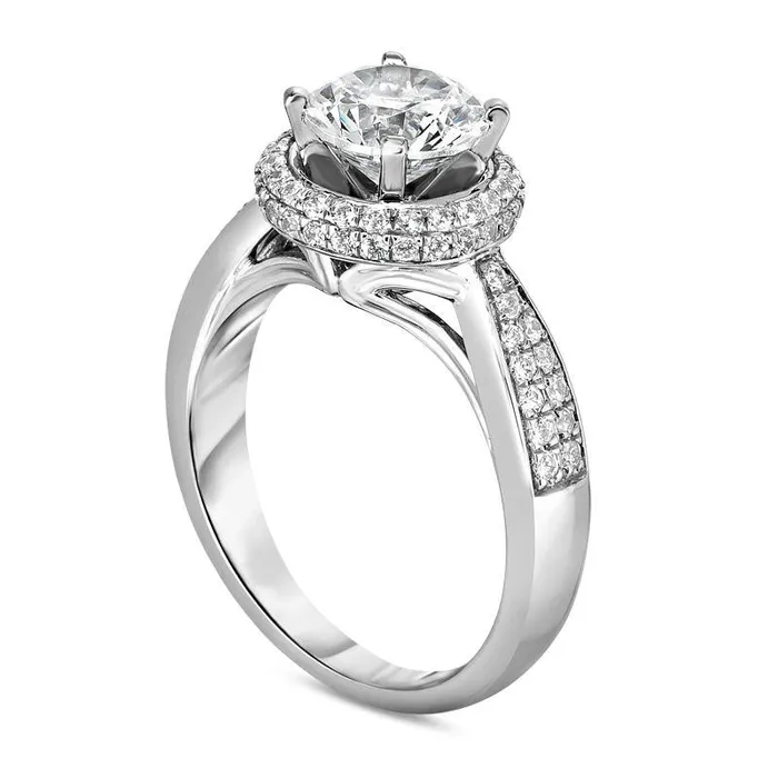 Goldia Rings 20 CT TW Natural Diamond Frame Engagement Ring in Solid 14K White Gold Goldia Rings 20 CT TW Natural Diamond Frame Engagement Ring in Solid 14K White Gold