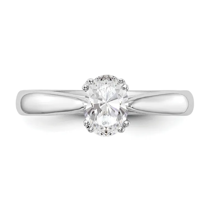Goldia Rings 200ct CZ Solid Real 14K White Gold Oval Solitaire Engagement Ring Polished Engagement Ring