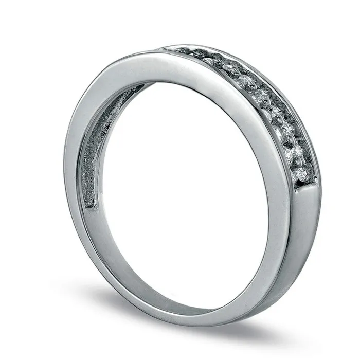 Goldia Rings Ladies 025 CT TW Natural Diamond Wedding Band in Solid 10K White Gold