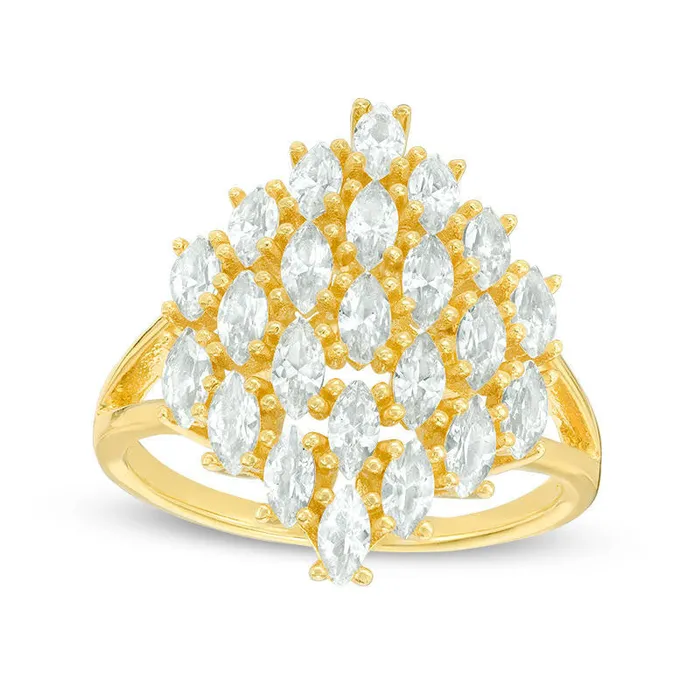 Goldia Rings Marquise LabCreated White Sapphire Cluster Ring in Sterling Silver with Solid 14K Gold Plate Goldia Rings Marquise LabCreated White Sapphire Cluster Ring in Sterling Silver with Solid 14K Gold Plate