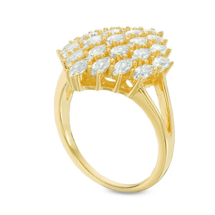 Goldia Rings Marquise LabCreated White Sapphire Cluster Ring in Sterling Silver with Solid 14K Gold Plate Goldia Rings Marquise LabCreated White Sapphire Cluster Ring in Sterling Silver with Solid 14K Gold Plate