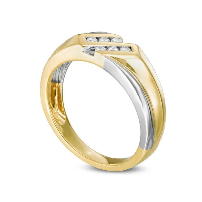 Goldia Rings Mens 020 CT TW Natural Diamond Slant Double Row Wedding Band in Solid 10K White Gold Goldia Rings Mens 020 CT TW Natural Diamond Slant Double Row Wedding Band in Solid 10K White Gold