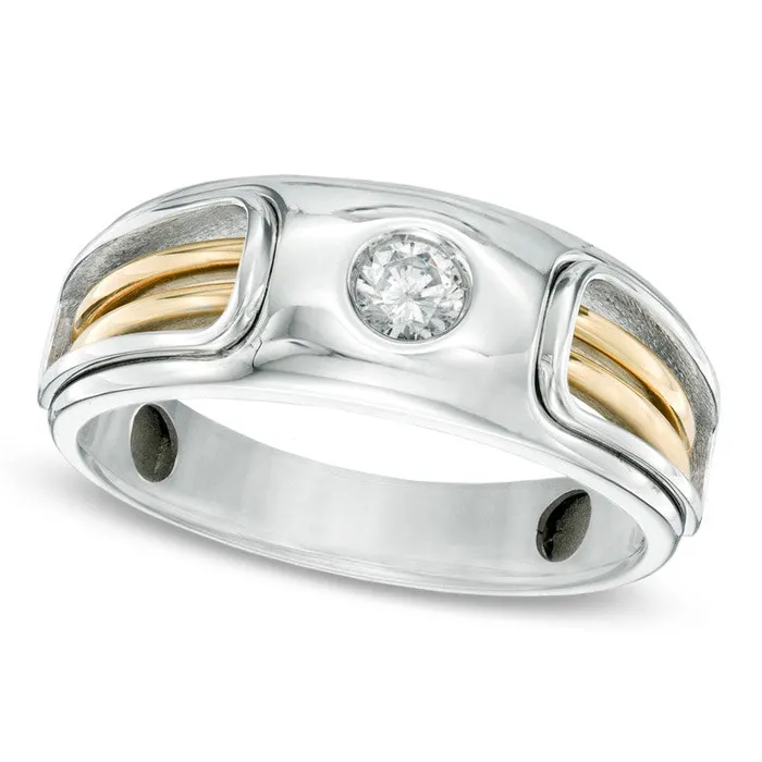 Goldia Rings Mens 020 CT TW Natural Diamond Wedding Band in Solid 14K TwoTone Gold Goldia Rings Mens 020 CT TW Natural Diamond Wedding Band in Solid 14K TwoTone Gold