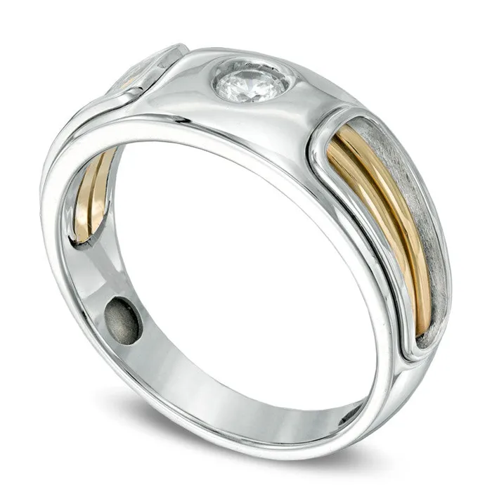 Goldia Rings Mens 020 CT TW Natural Diamond Wedding Band in Solid 14K TwoTone Gold Goldia Rings Mens 020 CT TW Natural Diamond Wedding Band in Solid 14K TwoTone Gold