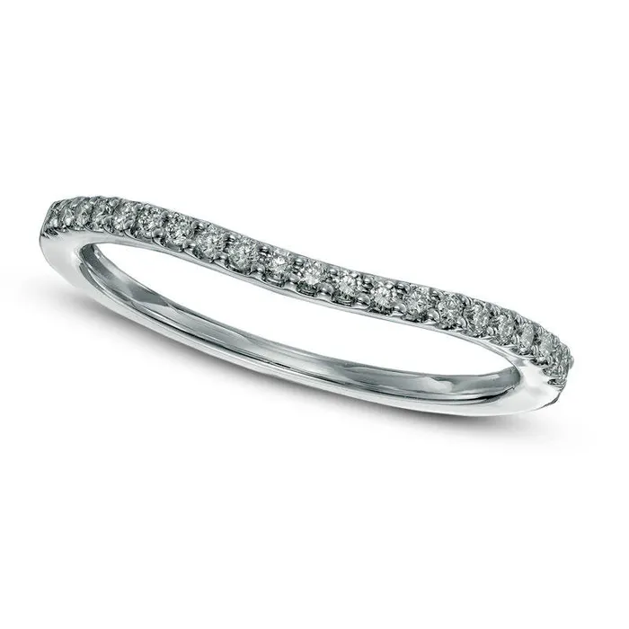 Goldia Rings Previously Owned 013 CT TW Natural Diamond Contour Wedding Band in Solid 14K White Gold Goldia Rings Previously Owned 013 CT TW Natural Diamond Contour Wedding Band in Solid 14K White Gold