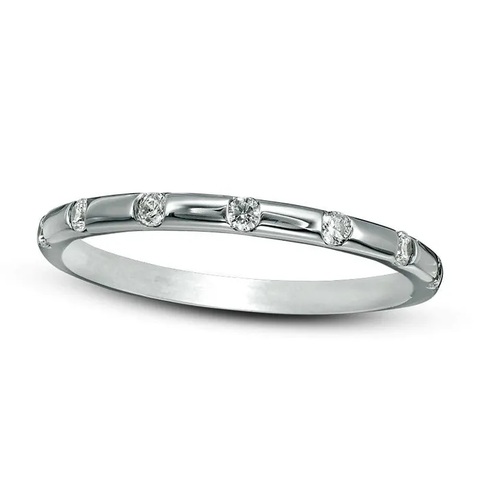 Goldia Rings Previously Owned 013 CT TW Natural Diamond Seven Stone Stackable Band in Solid 10K White Gold Goldia Rings Previously Owned 013 CT TW Natural Diamond Seven Stone Stackable Band in Solid 10K White Gold