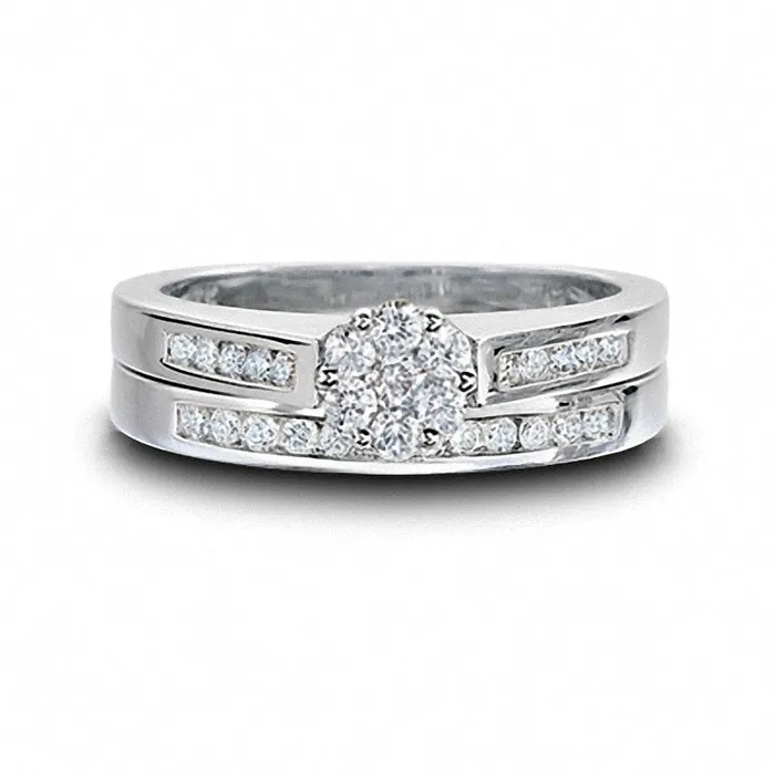 Goldia Rings Previously Owned 050 CT TW Natural Diamond Flower Bridal Engagement Ring Set in Solid 14K White Gold Goldia Rings Previously Owned 050 CT TW Natural Diamond Flower Bridal Engagement Ring Set in Solid 14K White Gold