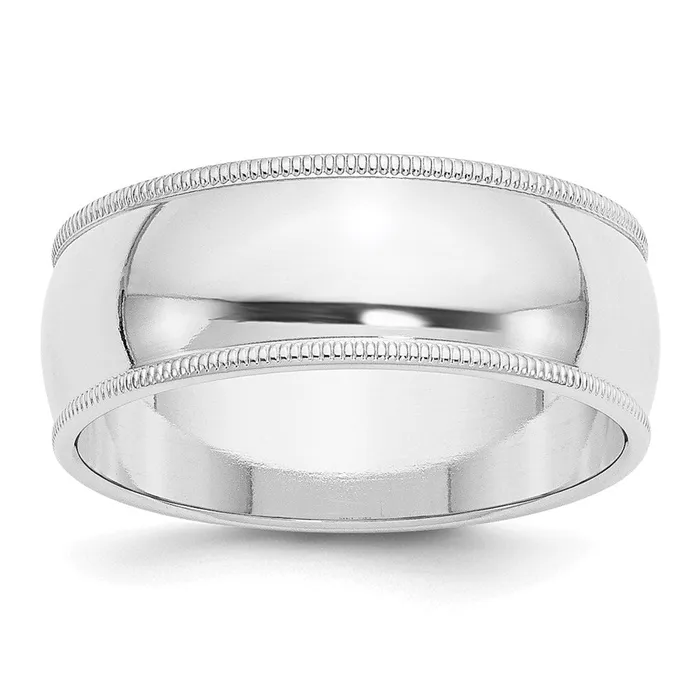 Goldia Rings Solid 10K White Gold 8mm Milgrain Half Round MensWomens Wedding Band Ring Size 135 Goldia Rings Solid 10K White Gold 8mm Milgrain Half Round MensWomens Wedding Band Ring Size 135