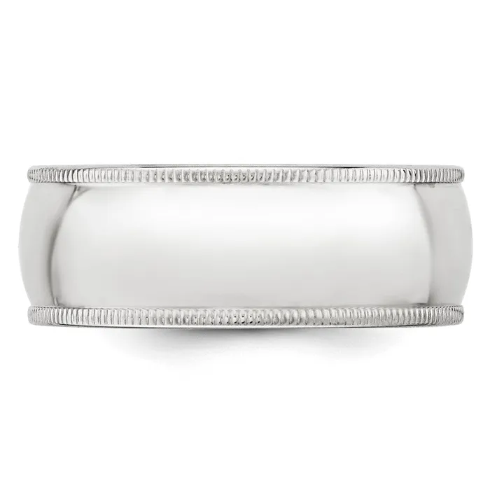 Goldia Rings Solid 10K White Gold 8mm Milgrain Half Round MensWomens Wedding Band Ring Size 135 Goldia Rings Solid 10K White Gold 8mm Milgrain Half Round MensWomens Wedding Band Ring Size 135