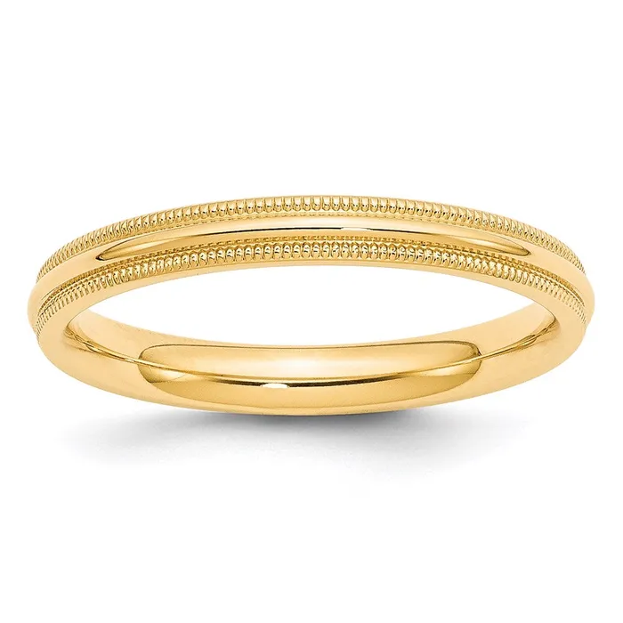 Goldia Rings Solid 10K Yellow Gold 3mm Milgrain Comfort Fit MensWomens Wedding Band Ring Size 10
