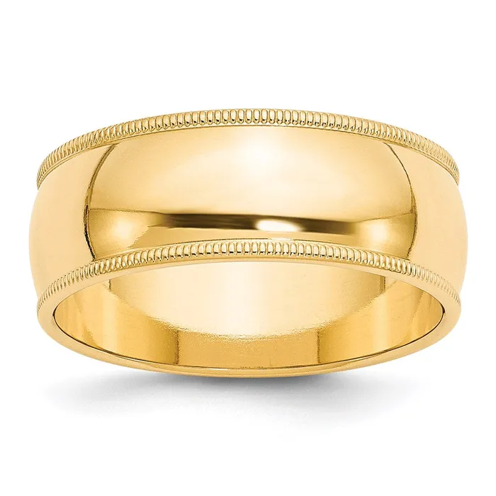 Goldia Rings Solid 10K Yellow Gold 8mm Milgrain Half Round MensWomens Wedding Band Ring Size 135 Goldia Rings Solid 10K Yellow Gold 8mm Milgrain Half Round MensWomens Wedding Band Ring Size 135