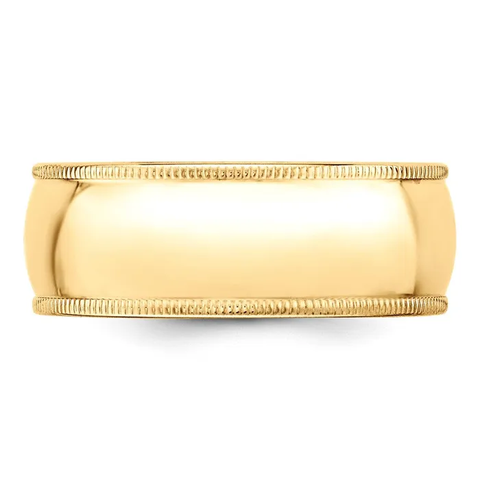 Goldia Rings Solid 10K Yellow Gold 8mm Milgrain Half Round MensWomens Wedding Band Ring Size 135 Goldia Rings Solid 10K Yellow Gold 8mm Milgrain Half Round MensWomens Wedding Band Ring Size 135