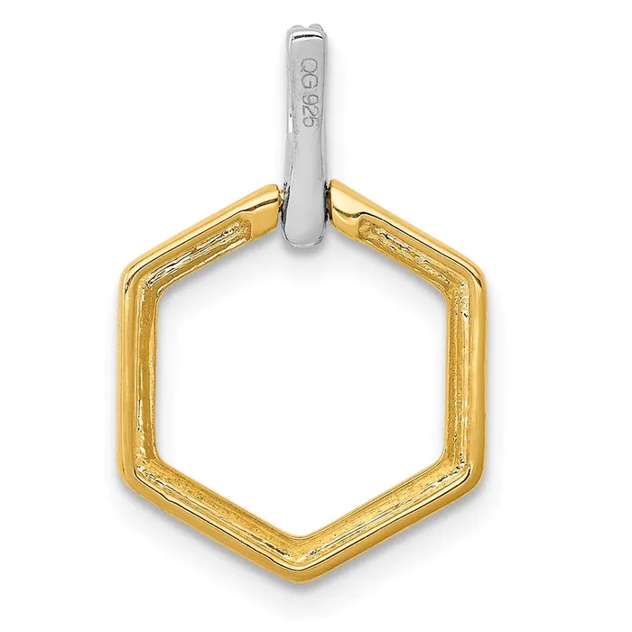 Goldia Rings Solid 14k Twotone 120ct Simulated CZ Fancy Hexagon Pendant