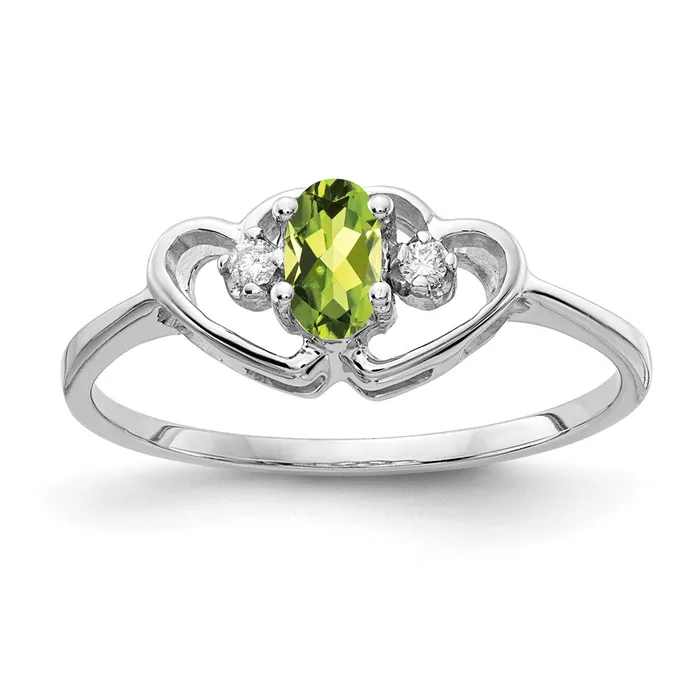 Goldia Rings Solid 14k White Gold 5x3mm Oval Simulated Peridot A CZ Ring