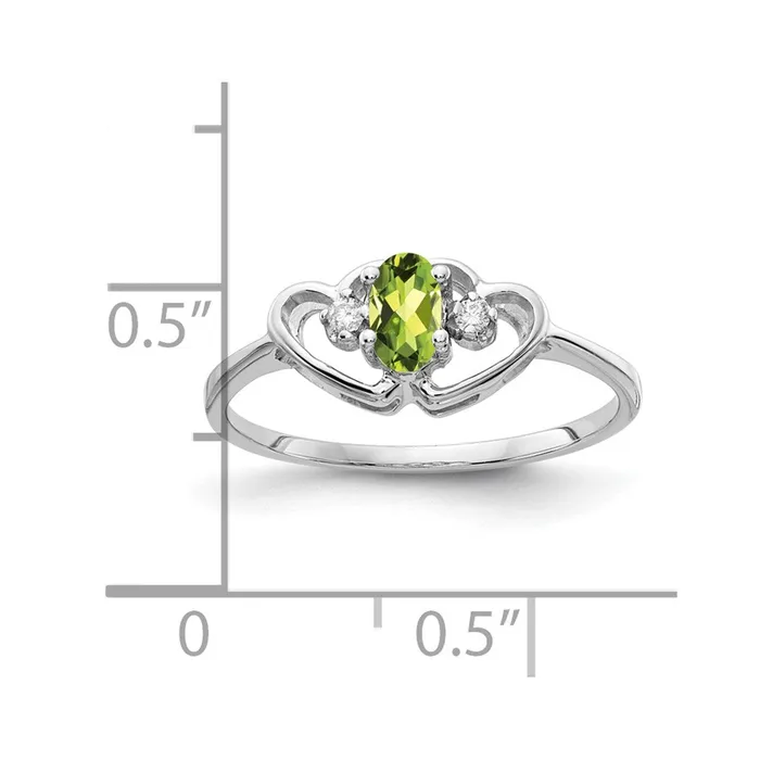 Goldia Rings Solid 14k White Gold 5x3mm Oval Simulated Peridot A CZ Ring