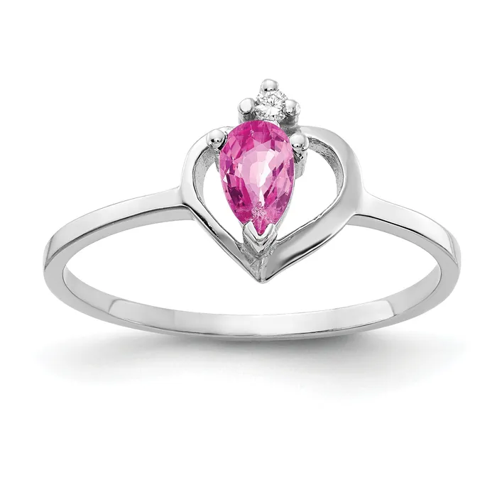 Goldia Rings Solid 14k White Gold 5x3mm Pear PinK Simulated Sapphire VS CZ Ring Goldia Rings Solid 14k White Gold 5x3mm Pear PinK Simulated Sapphire VS CZ Ring