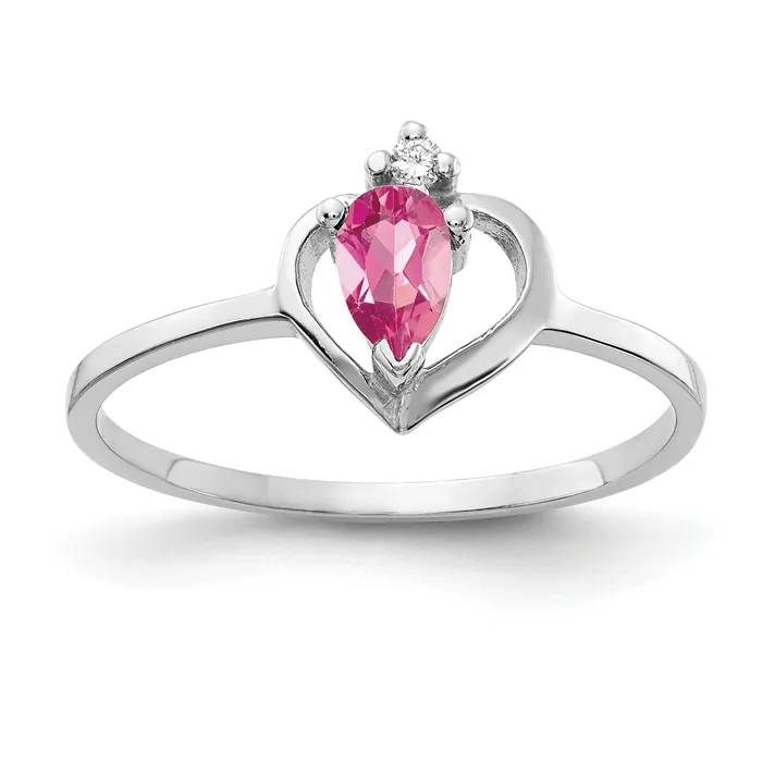 Goldia Rings Solid 14k White Gold 5x3mm Pear Simulated Pink Tourmaline A CZ Ring Goldia Rings Solid 14k White Gold 5x3mm Pear Simulated Pink Tourmaline A CZ Ring