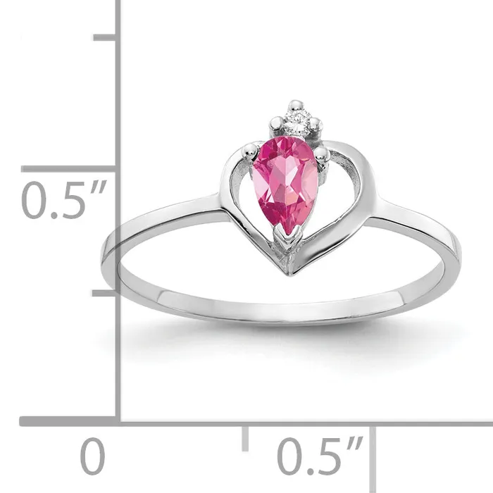 Goldia Rings Solid 14k White Gold 5x3mm Pear Simulated Pink Tourmaline A CZ Ring