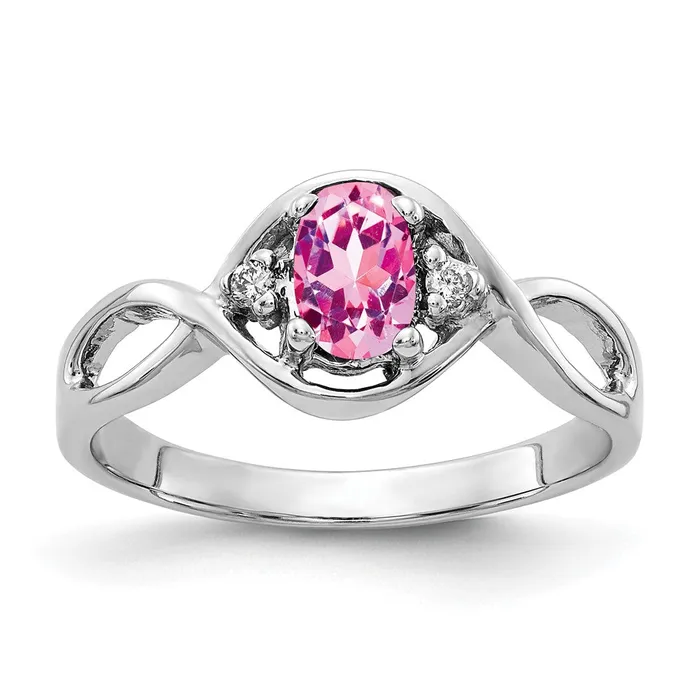Goldia Rings Solid 14k White Gold 6x4mm Oval PinK Simulated Sapphire A CZ Ring Goldia Rings Solid 14k White Gold 6x4mm Oval PinK Simulated Sapphire A CZ Ring