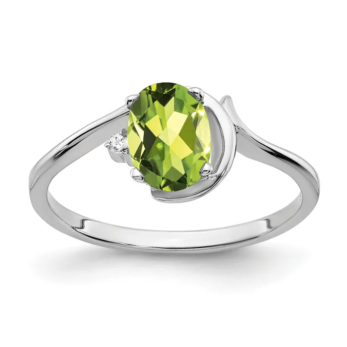 Goldia Rings Solid 14k White Gold 7x5mm Oval Simulated Peridot VS CZ Ring Goldia Rings Solid 14k White Gold 7x5mm Oval Simulated Peridot VS CZ Ring