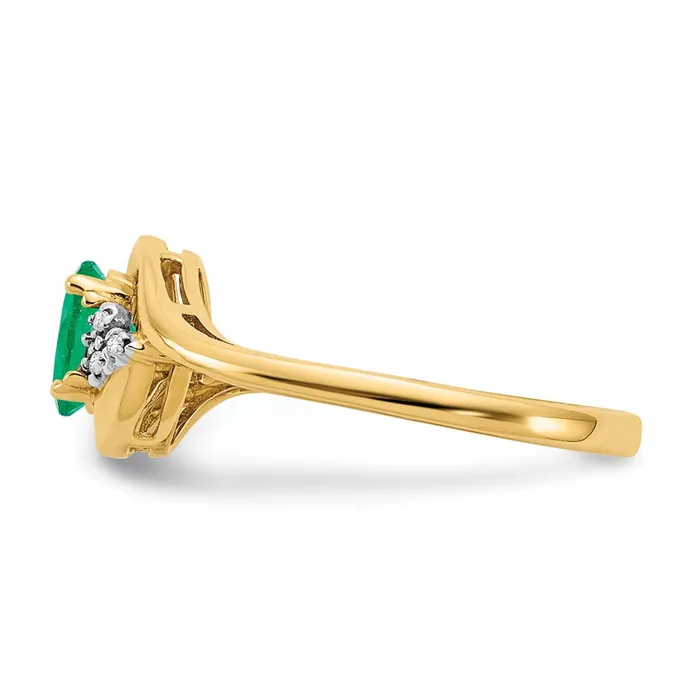 Goldia Rings Solid 14k Yellow Gold Simulated Emerald and CZ Ring