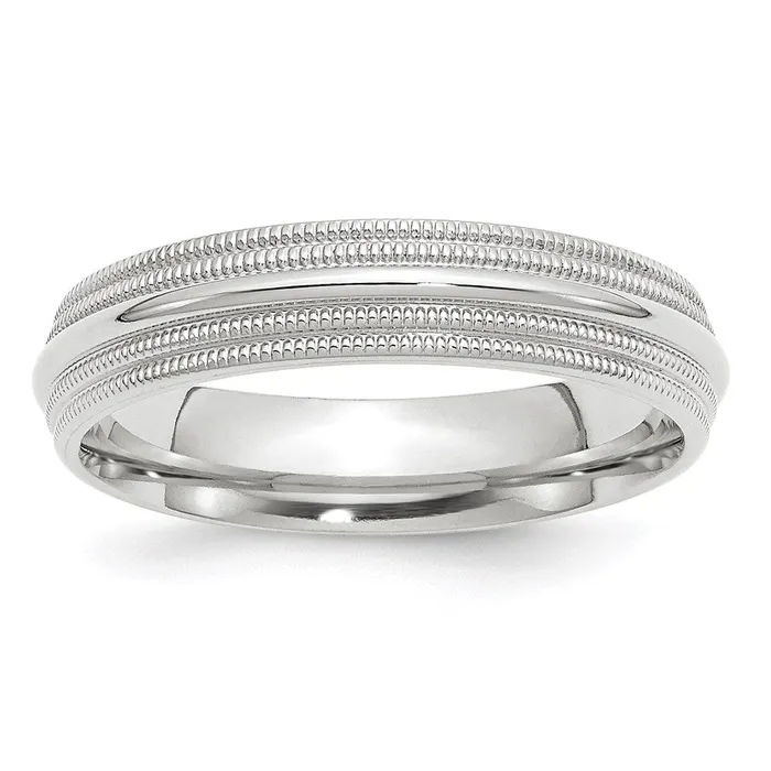 Goldia Rings Solid 18K White Gold 5mm Double Milgrain Comfort Fit MensWomens Wedding Band Ring Size 85 Goldia Rings Solid 18K White Gold 5mm Double Milgrain Comfort Fit MensWomens Wedding Band Ring Size 85
