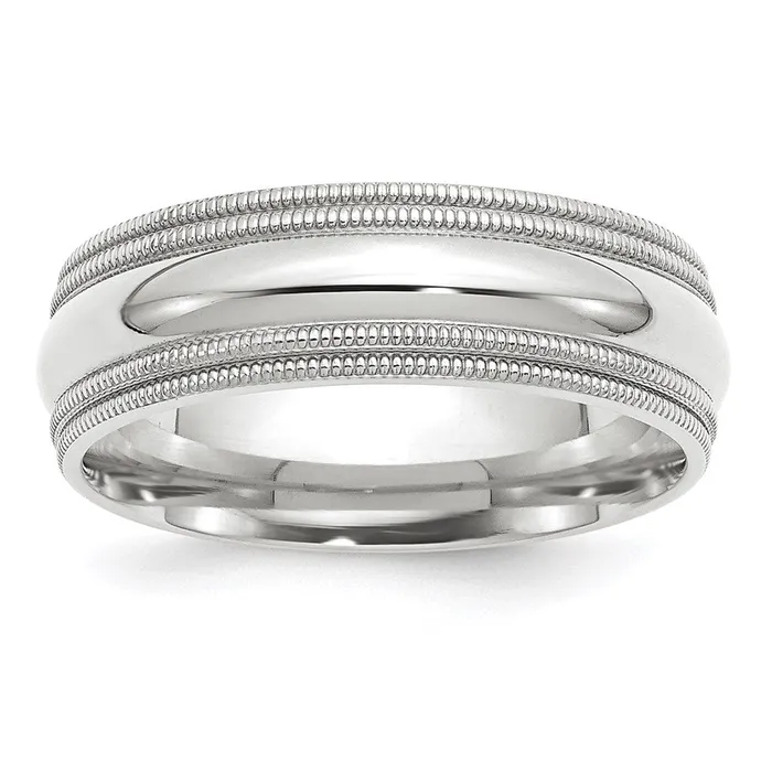 Goldia Rings Solid 18K White Gold 7mm Double Milgrain Comfort Fit MensWomens Wedding Band Ring Size 55 Goldia Rings Solid 18K White Gold 7mm Double Milgrain Comfort Fit MensWomens Wedding Band Ring Size 55