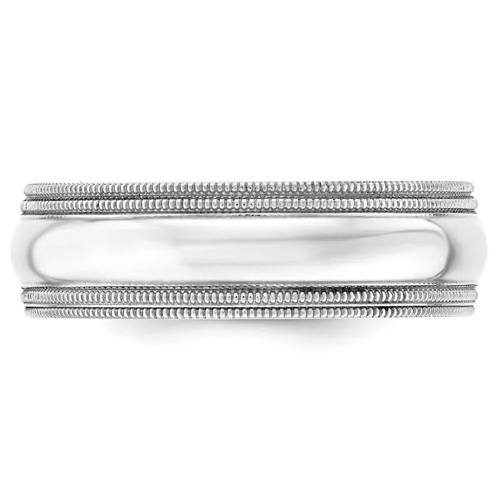 Goldia Rings Solid 18K White Gold 7mm Double Milgrain Comfort Fit MensWomens Wedding Band Ring Size 55 Goldia Rings Solid 18K White Gold 7mm Double Milgrain Comfort Fit MensWomens Wedding Band Ring Size 55
