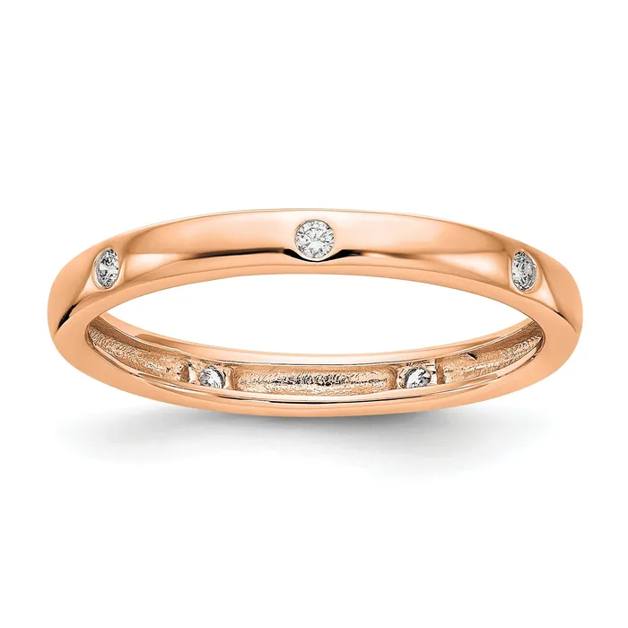 Goldia Rings Solid Real 14k Rose Gold 110CT Polished Bezel Set CZ Eternity Wedding Band Ring Goldia Rings Solid Real 14k Rose Gold 110CT Polished Bezel Set CZ Eternity Wedding Band Ring
